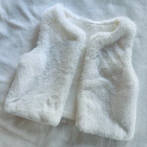 Kids White Faux Fur Vest